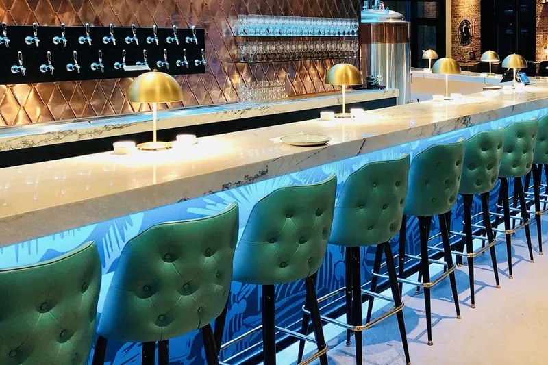 A taproom bar and seating designed for a full Saturday